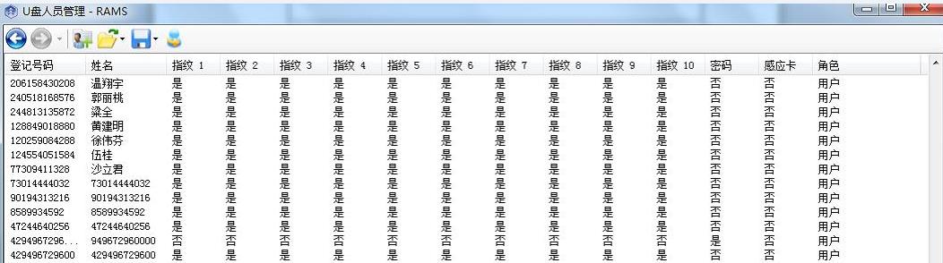真地榮策指紋考勤系統U盤導入信息
