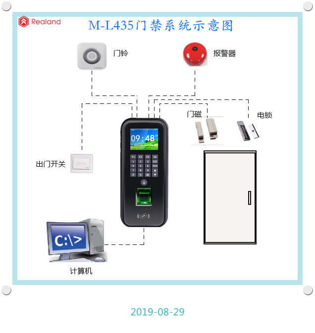 真地M-L435門禁一體機(jī)接線